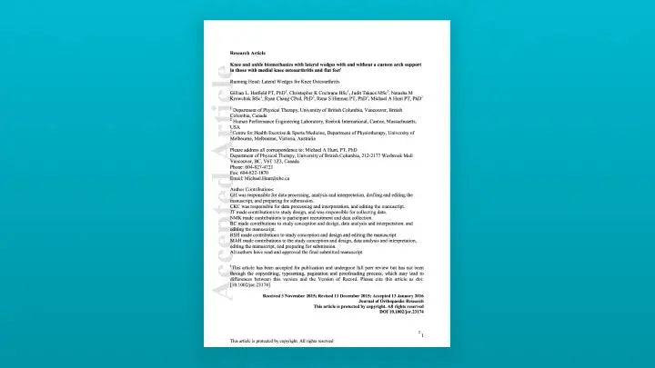 Immediate Effect of Knee Joint Unloading from Freedom Insole - Biomechanical Study HumanCo Movement Inc.
