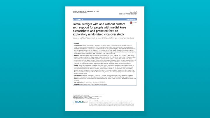 Freedom Insoles Reduce Knee Joint Load, Outcomes from 2-Month Cross-Over Study